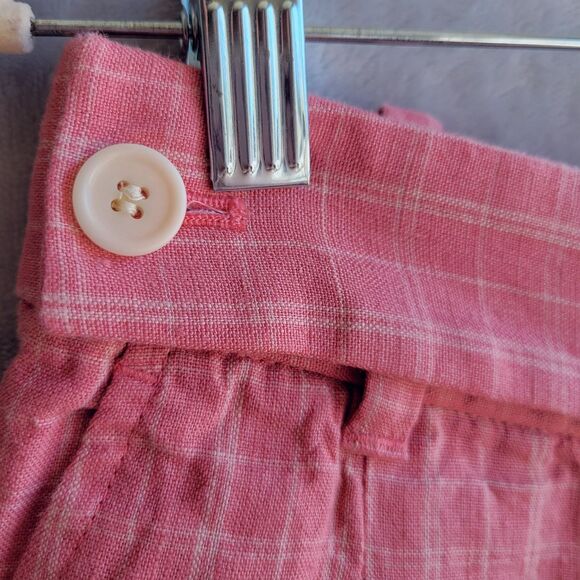 MADEWELL Cafe Pink The Harlow Check Short Size 8 Linen 6" Inseam Preppy Relaxed - Picture 5 of 9